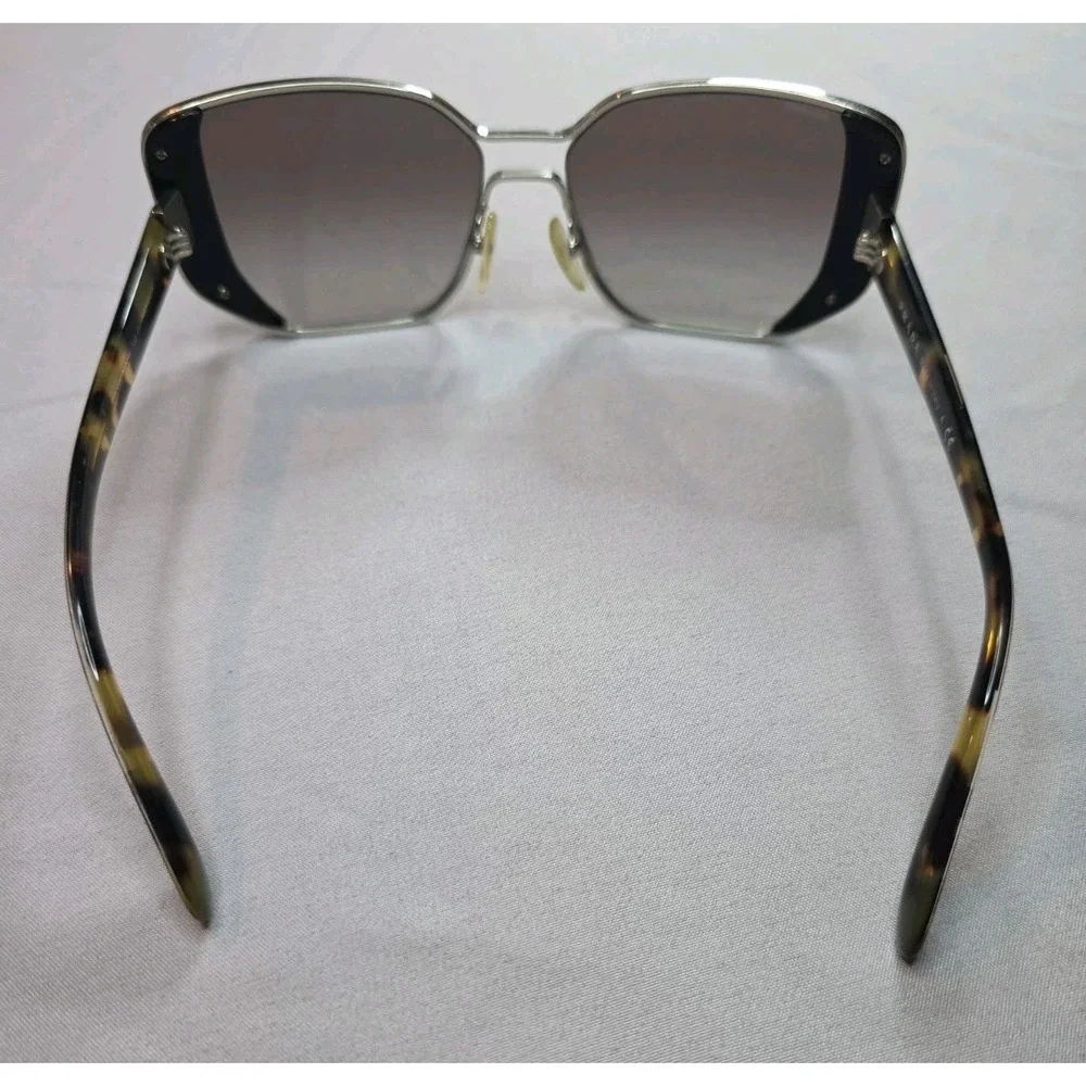 Prada SPR 59S 1AB-0A7 Women's Silver Black Rectangle Sunglasses with Case